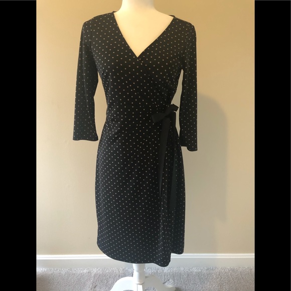 LOFT Dresses Sale 24 Loft Black Polka Dot Wrap Dress Poshmark